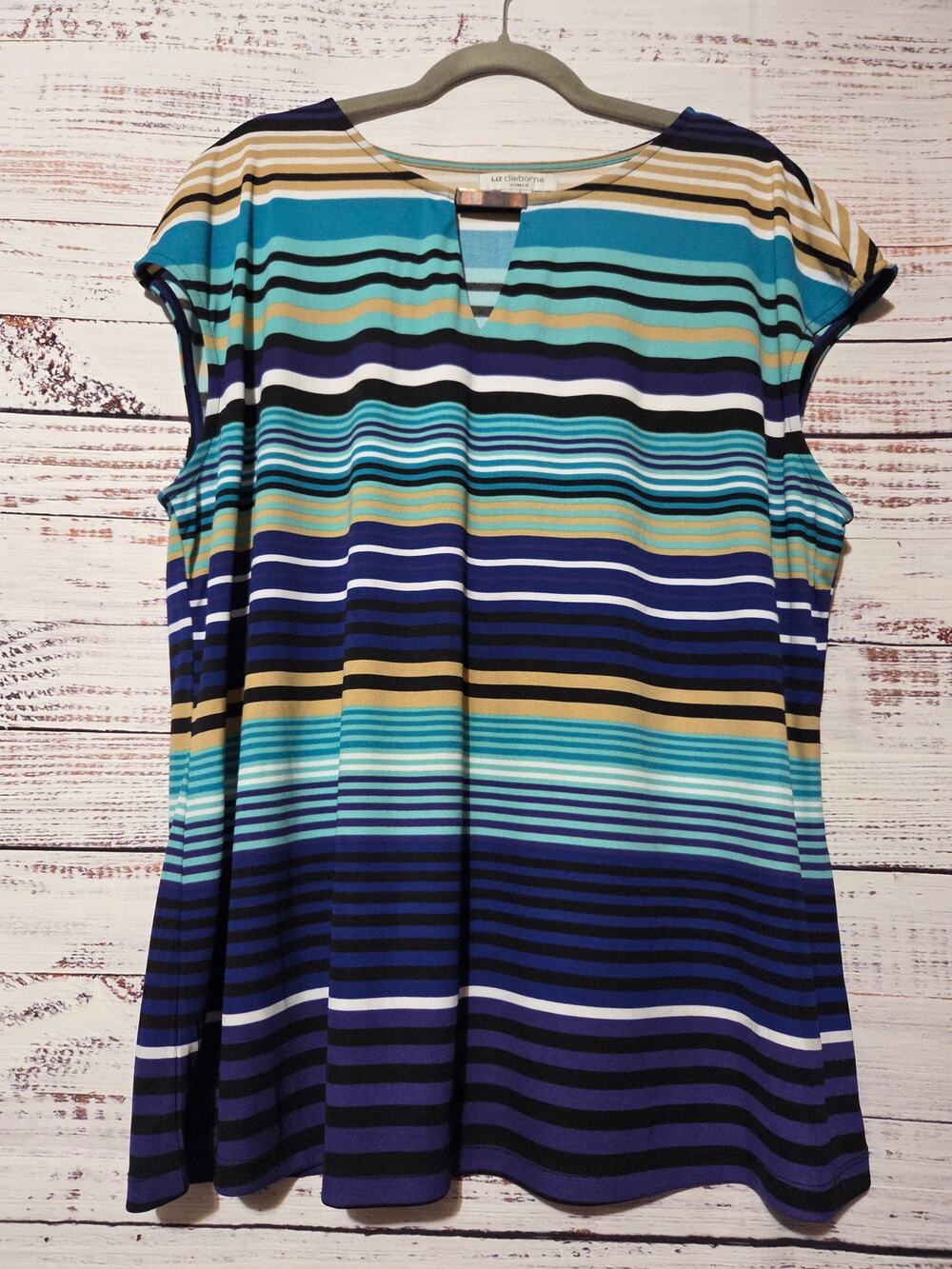 Liz Claiborne Shirt Ladies 3x Capped Sleeve Blue Teal
